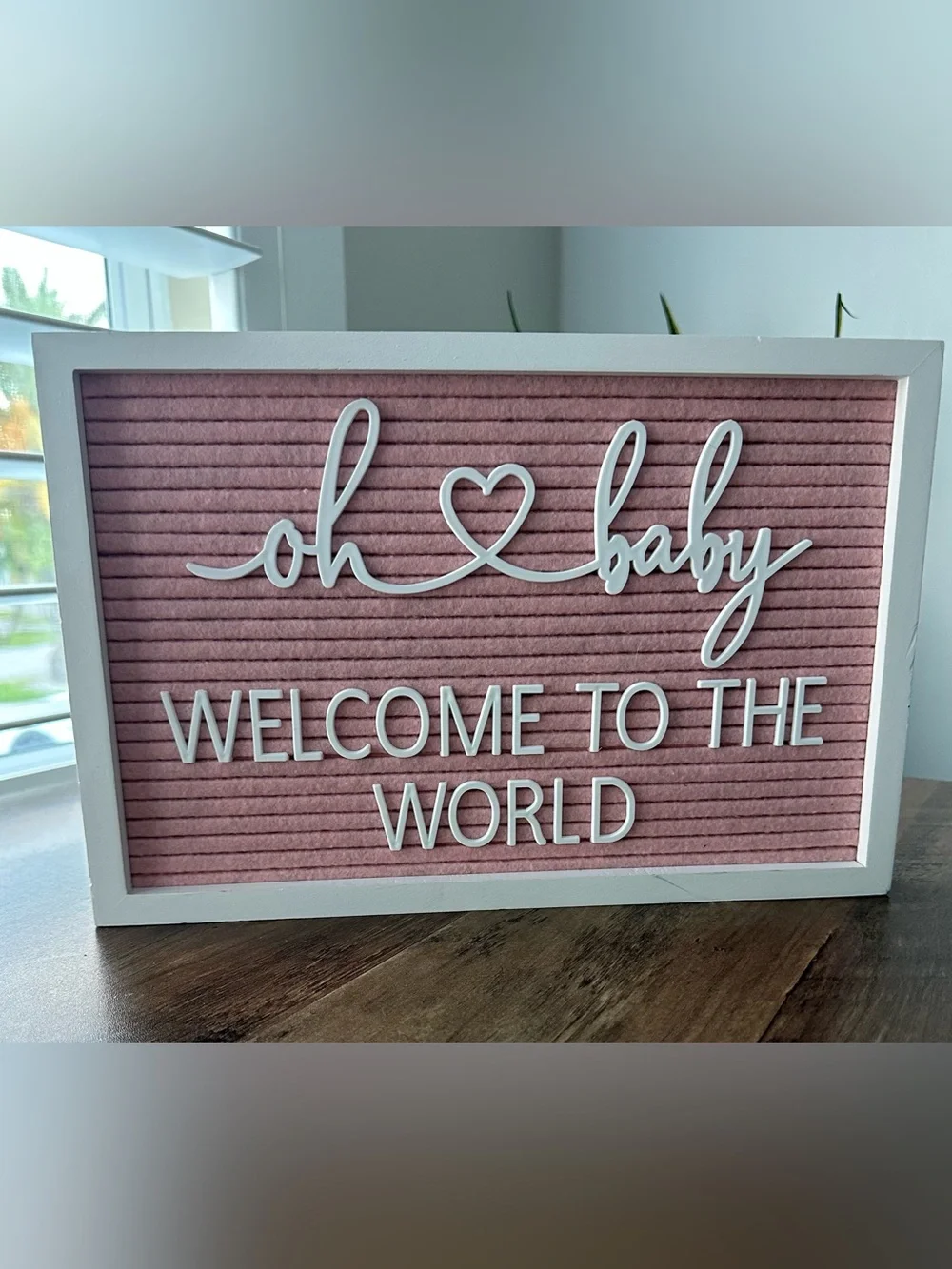 Hobby Lobby “Oh Baby” Pink Felt Letter Board Wall Decor Nursery Baby Shower Sign